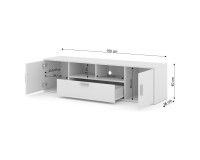 מזנון טלוויזיה BLANCA 150 עם תאורת RGB, לבן מט