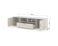 TV unit BLANCA 150 cm with RGB lighting, cashmere