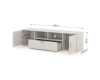 מזנון טלוויזיה BLANCA 150 עם תאורת RGB, קשמיר
