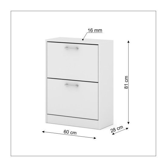 Shoe cabinet ADA 60 cm, 2 tilt compartments, white mat Shoe cabinet ADA 60 cm, 2 tilt compartments, white mat