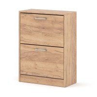 Shoe cabinet ADA 60 cm, 2 tilt compartments, golden craft oak
