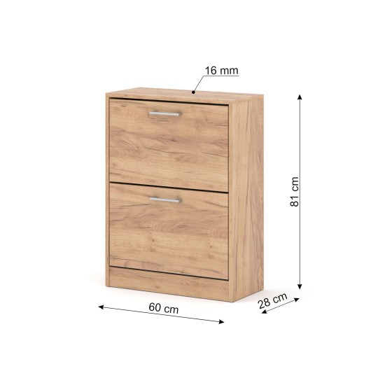 Shoe cabinet ADA 60 cm, 2 tilt compartments, golden craft oak Shoe cabinet ADA 60 cm, 2 tilt compartments, golden craft oak
