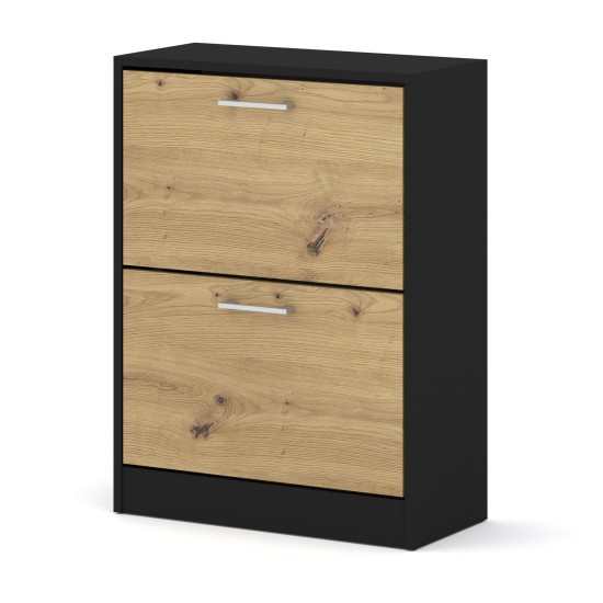 Shoe cabinet IGA 60 cm, 2 tilt compartments, black with artisan oak Shoe cabinet IGA 60 cm, 2 tilt compartments, black with artisan oak