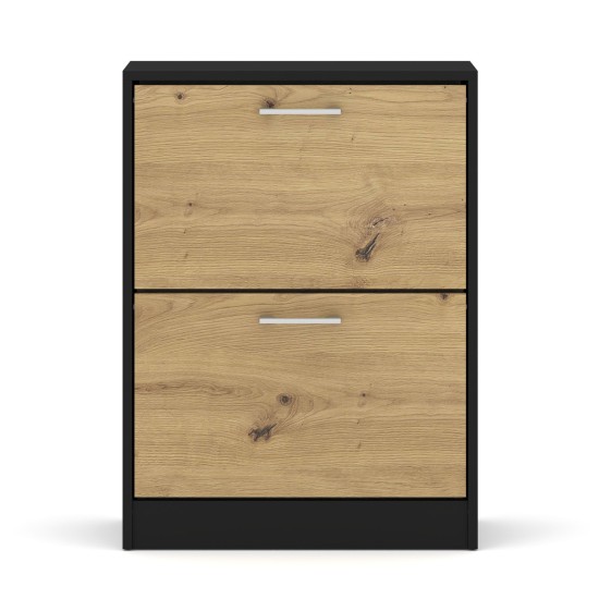 Shoe cabinet IGA 60 cm, 2 tilt compartments, black with artisan oak Shoe cabinet IGA 60 cm, 2 tilt compartments, black with artisan oak