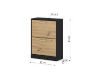 Shoe cabinet IGA 60 cm, 2 tilt compartments, black with artisan oak Shoe cabinet IGA 60 cm, 2 tilt compartments, black with artisan oak
