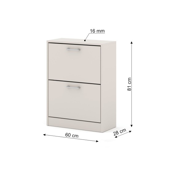 Shoe cabinet IGA 60 cm, 2 tilt compartments, cashmere Shoe cabinet IGA 60 cm, 2 tilt compartments, cashmere