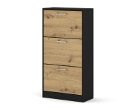 Shoe cabinet IGA 60 cm, 3 tilt compartments, black with artisan oak Shoe cabinet IGA 60 cm, 3 tilt compartments, black with artisan oak