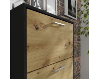 Shoe cabinet IGA 60 cm, 3 tilt compartments, black with artisan oak Shoe cabinet IGA 60 cm, 3 tilt compartments, black with artisan oak