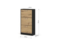 Shoe cabinet IGA 60 cm, 3 tilt compartments, black with artisan oak Shoe cabinet IGA 60 cm, 3 tilt compartments, black with artisan oak