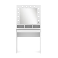 Dressing table BROADWAY 80 cm with lit mirror, white mat