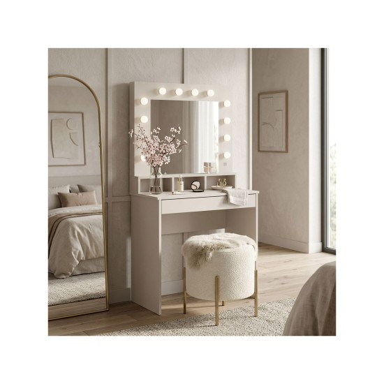 Dressing table BROADWAY 80 cm with lit mirror, cashmere