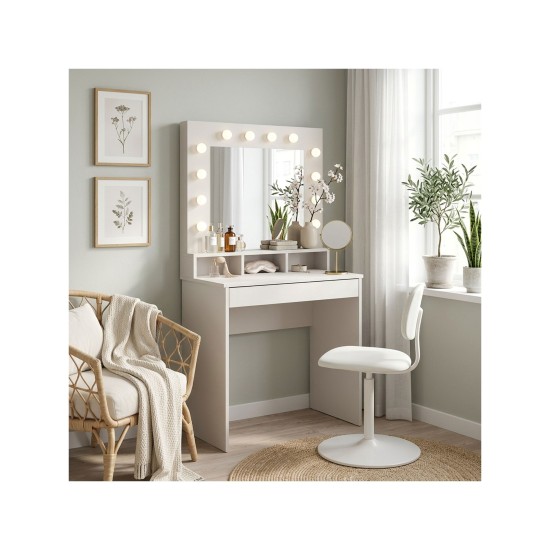 Dressing table BROADWAY 80 cm with lit mirror, cashmere