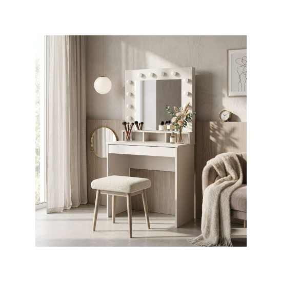 Dressing table BROADWAY 80 cm with lit mirror, cashmere