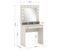 Dressing table BROADWAY 80 cm with lit mirror, cashmere