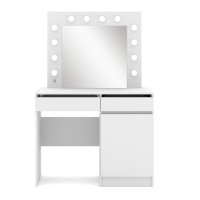 Dressing table HOLLYWOOD 95 cm with lit mirror, white mat