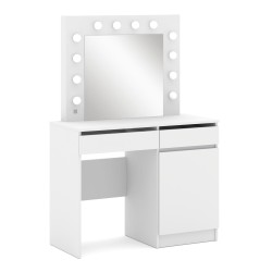 Dressing table HOLLYWOOD 95 cm with lit mirror, white mat