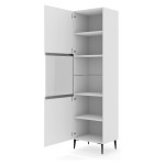 Display cabinet RAVENNA B 60 cm, glazed door, white matt, black metal legs