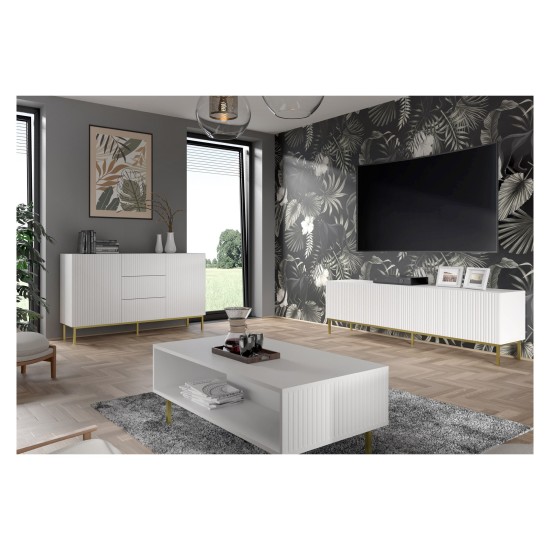 Витрина RAVENNA B 60 см, дверь со стеклом, белый матовый, чёрные металлические ножки