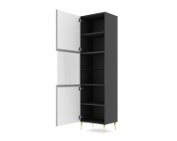 ויטרינה RAVENNA B 60, דלת ומגירה, שחור מט, רגלי מתכת זהובות