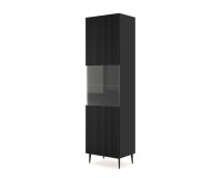 ויטרינה RAVENNA B 60, דלת ומגירה, שחור מט, רגלי מתכת שחורות