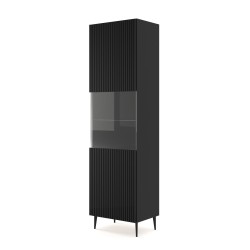ויטרינה RAVENNA B 60, דלת ומגירה, שחור מט, רגלי מתכת שחורות