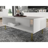Coffee table RAVENNA B 90 cm, white matt, black metal frame