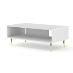 Coffee table RAVENNA B 90 cm, white matt, gold metal legs