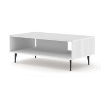 Coffee table RAVENNA B 90 cm, white matt, black metal legs