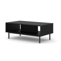 Coffee table RAVENNA B 90 cm, black matt, black metal frame