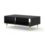 Coffee table RAVENNA B 90 cm, black matt, gold metal legs