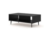 Coffee table RAVENNA B 90 cm, black matt, black metal legs