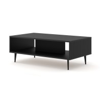 Coffee table RAVENNA B 90 cm, black matt, black metal legs