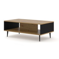 Coffee table RAVENNA B 90 cm, artisan oak with black front, black metal legs