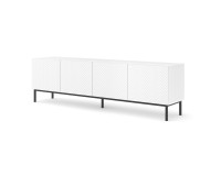 מזנון טלוויזיה RAVENNA C 200, ארבע דלתות, לבן מט עם לבן מבריק, מסגרת מתכת שחורה