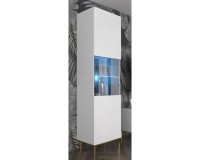 ויטרינה RAVENNA C 60, דלת עם זכוכית, לבן מט עם לבן מבריק, מסגרת מתכת שחורה