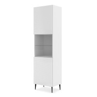 Display cabinet RAVENNA C 60 cm, glazed door, white matt with white gloss, black metal legs
