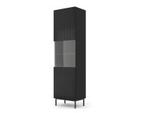 ויטרינה RAVENNA C 60, דלת עם זכוכית, שחור מט עם שחור מבריק, מסגרת מתכת שחורה
