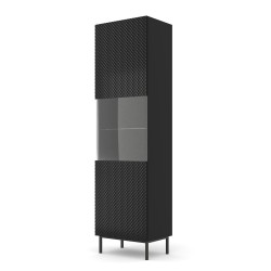Display cabinet RAVENNA C 60 cm, glazed door, black matt with black gloss, black metal frame Display cabinet RAVENNA C 60 cm, glazed door, black matt with black gloss, black metal frame