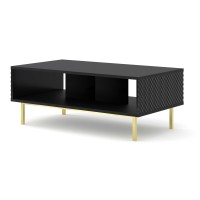 Coffee table RAVENNA C 90 cm, black matt with black gloss, gold metal frame