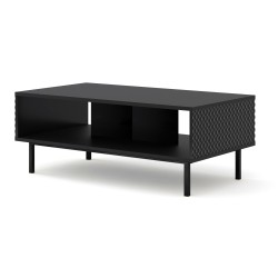 שולחן סלון RAVENNA C 90, שחור מט עם שחור מבריק, מסגרת מתכת שחורה