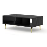 Coffee table RAVENNA C 90 cm, black matt with black gloss, gold metal legs