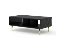 Coffee table RAVENNA C 90 cm, black matt with black gloss, gold metal legs