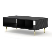 Coffee table RAVENNA C 90 cm, black matt with black gloss, gold metal legs