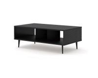 שולחן סלון RAVENNA C 90, שחור מט עם שחור מבריק, רגלי מתכת שחורות