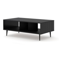 Coffee table RAVENNA C 90 cm, black matt with black gloss, black metal legs