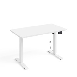 Desk BIMOTION 120 by 65 cm height adjustable, white matt, white frame