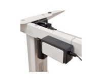 שולחן כתיבה BIMOTION 120 על 65 עם כוונון גובה, לבן מט, מסגרת לבנה