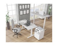 Стол письменный BIMOTION 140 на 70 см с регулировкой высоты, белый матовый, белая рама