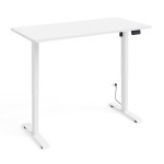 Desk BIMOTION 140 by 70 cm height adjustable, white matt, white frame