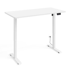 Desk BIMOTION 140 by 70 cm height adjustable, white matt, white frame